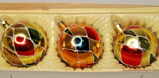 Lot Vintage Glass Pictured HARLEQUIN Glittered BALL Christmas Ornaments Poland picture