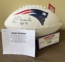 John Hannah HOF 91’ Signed New England Patriots Logo Football Tristar Certified picture