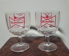 2 Vintage Budweiser Thumbprint Glass Beer Goblets picture