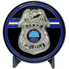EL2-016 Tampa Florida Police Office Challenge Coin Tampa Bay Thin Blue Line Back picture