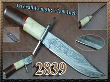 Custom Handmade Damascus Steel 12 Inches Bowie Knife- Hunting Knife Bone Knife picture