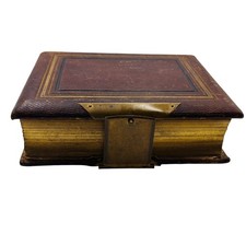 VICTORIAN Antique 1875 Leather family Photo Album Brass Clasp Gilt Edges TINTYPE picture