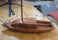 Vintage 1982 Handmade Wooden Yacht Model by Clarence Corley 14