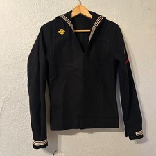 Vtg 40s WWII US Military Navy Cracker Jack Uniform Top Sz S Sailor Patch Named A picture