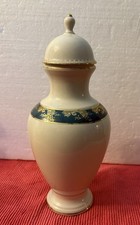 Beautiful Vintage Ethan Allen Gold Trimmed Vase With Lid 8.5 In Tall picture