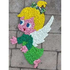 Vintage Melted Popcorn Plastic Angel Girl Wall Hanging Retro Mid Century Decor picture