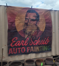 Vintage 1960s Earl Scheib Auto Painting 7' x 7' Advertising Banner Sign RARE picture