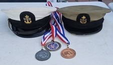 VTG Bancroft Zephyr US Navy Hat Size 7, W/ Beige Vintage USN Hat & Free Metals picture