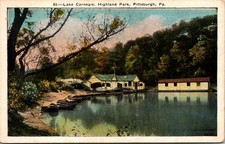Lake Carnegie Highland Park Pittsburgh PA Vintage Postcard 5P20-20 picture