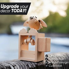 Handmade Wooden Statues Flying Pig,Works of Art Made of Wood for House Decoratio picture