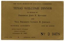 Texas Welcome Dinner Ticket - Scheduled Night of John F. Kennedy's Assassination picture