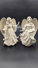 Vintage Ivory White Angel Statue 8 Inch Set Of 2 picture