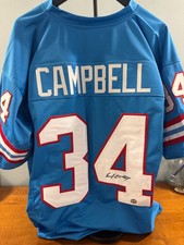 Earl Campbell Signed Houston Oilers Blue Throwback Jersey HOF Beckett BAS COA picture