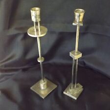 ETTORE SOTTSASS SIGNED MILAN MEMPHIS SILVER FAMOUS RARE DESIGN CANDLESTICK PAIR picture