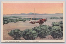 Vintage Fred Harvey ARIZONA AFTERGLOW Desert Sunset F. Lungren Linen Postcard picture