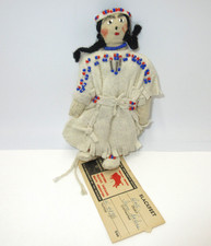 Vtg Irene Sabors Blackfeet Native American Doll Certified Crafts Leather Beaded picture