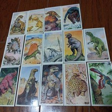 Meiji Dinosaur Facts Card Set 14 cards Showa Retro Vintage Collectible picture