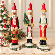 Vintage 1970s Santa Claus Pencil Figurines Lot of 3 Retro Christmas Taiwan 6.5