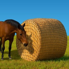 5x5 ft Round Bale Hay Net for Horses – 2 Inch Hole Slow Feeder – 4x4 and 6x6 Siz picture