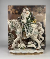 Fitz & Floyd Winter Garden Santa on Horse Figurine w Box Large 16” picture