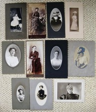 11 ANTIQUE LARGER SIZE CABINET PHOTOS VARIOUS LOVELY FASHIONABLE VICTORIAN WOMEN picture