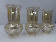 VTG Glass Gold Amber Glass Lamp Shade Hurricane Medieval Spanish Greece Sconce picture