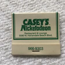 Casey’s Nickelodeon Restaurant & Lounge Vintage White Green Matchbook Florida picture