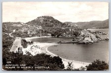 Vintage Mexico Postcard ACAPULCO Playas Caleta y Caletilla RPPC picture