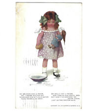 c.1910 Cute Little Girl Sick Doll Toy Gutmann Bessie Postcard POSTED picture