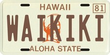 Hawaii 1980's WAIKIKI Aluminum License Plate picture
