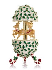 Keren Kopal Christmas Wind up Music reindeer Carousel Decorated Crystals picture
