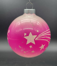 VTG Shiny Brite HTF Atomic Pink Moon Shooting Star Glass Christmas Ornament 2.5