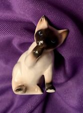 VTG Porcelain Siamese Kitty Cat Licking Washing Paw Figurine Kitschy MCM 60s 2” picture