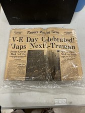 Newark Evening News May 8 1945 Edition VE Day Japs Next Headline WW11 picture