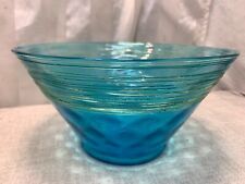 Antique Steuben Triangle Blue Celeste Art Glass Bowl Quilted 10