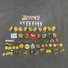 63 Piece Group Lot Of Vintage Military Pin, Buttons, Etc picture