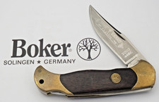 Vintage BOKER SOLINGEN Lockback Knife Wood Handles 440C Stainless - Solid Used picture