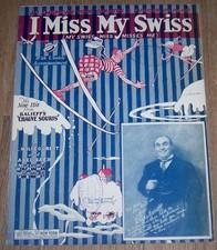 I Miss My Swiss Balieff's Chauve Souris 1925 Vintage Theater Sheet Music picture