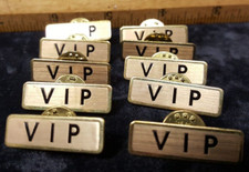NOS Gold Tone VIP Pin lot of 10 quantity of 10X classic WITH PIN BACKS PINBACKS picture