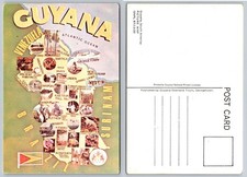 Vintage Guyana Picture Map Postcard - Georgetown Kaieteur Fall Travel Souvenir picture