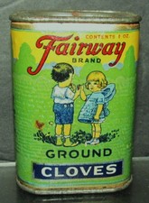 Original Vintage 1 oz. Fairway Brand Clove Spice Tin With Two Children picture