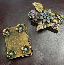 Kirk’s Folly Sparkling Antique Bronze Floral Dragon Fly Trinket Box picture