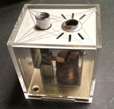 Vintage Mid Century LUCITE CROWN PIEZO Gas TABLE LIGHTER Advertising Cube picture