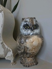 Vintage Ceramic Owl Statue Figurine Large 12in Tall Italy Hand Painted picture