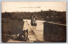 View from Lowell Locks Canal Lowell Ohio OH Steamer 1908 Real Photo RPPC picture