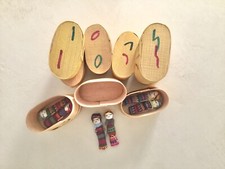 Vintage Guatemalan Miniature Worry Dolls In Wooden Keepsake Box picture