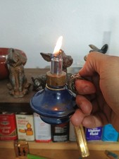 Vintage Jet Line Table Lighter Candle Flame Blue & Gold Mid Century Untested picture