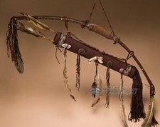 Collectible Native American Antler Bow and Deer Skin Quiver Set 40