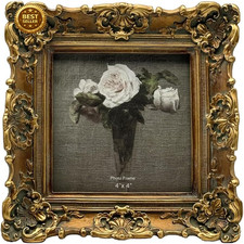 4X4 Vintage Picture Frame, Bronze Gold Square Photo Frame Wall Decor picture