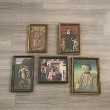 5 Vintage 1970s framed reproductions of religious paintings Madonna, Christ Etc picture